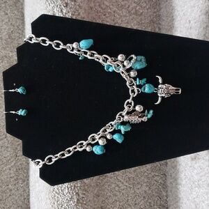 Turquoise / western necklace and earrings set